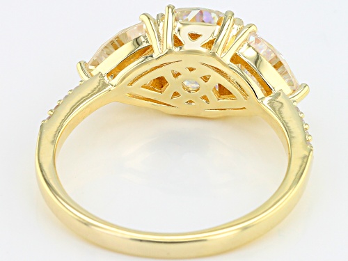 3.70ctw Strontium Titanate and .06ctw White Zircon 18K Yellow Gold Over Silver Ring - Size 6
