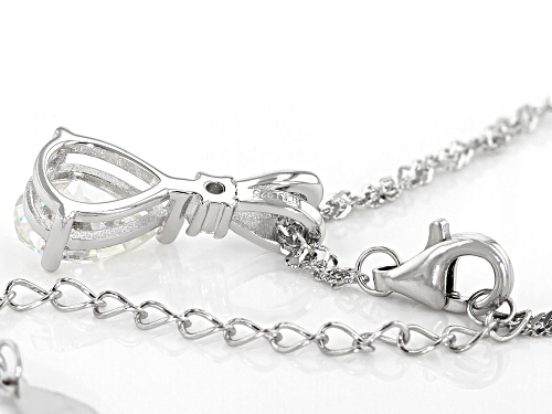 1.95ct Strontium Titanate and .10ct White Zircon Rhodium Over Silver Pendant and Singapore Chain