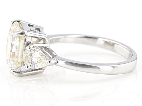 5.75ctw Asscher Cut and Pear Shape Strontium Titanate Rhodium Over Silver Ring - Size 10