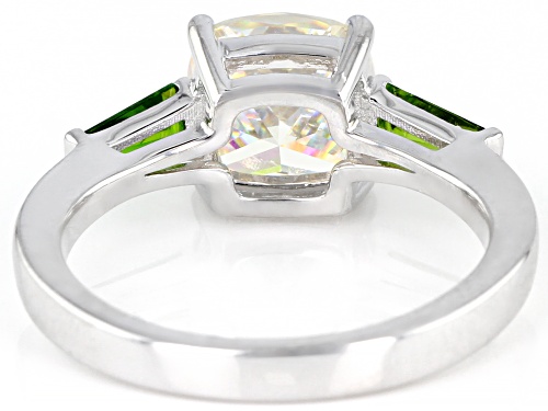 3.25ct Strontium Titanate and .43ctw Chrome Diopside Rhodium Over Sterling Silver Ring - Size 10