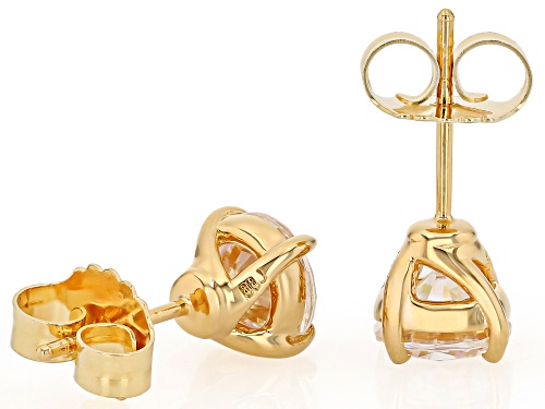 3.50ctw Round Strontium Titanate 18K Yellow Gold Over Silver Stud Earrings