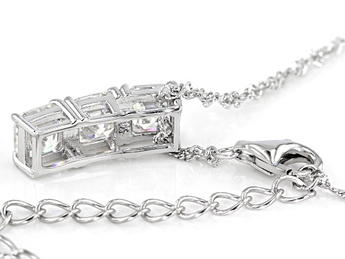 2.10ctw Asscher Cut Strontium Titanate Rhodium Over Silver Pendant and Singapore Chain