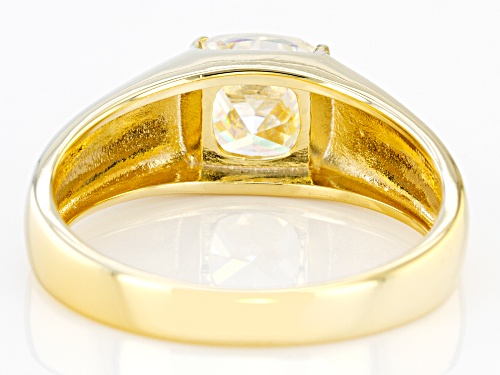 3.25ct Cushion Candle Light Strontium Titanate 18K Yellow Gold Over Silver Mens Ring - Size 11