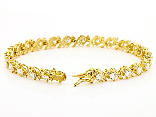 8.75ctw Strontium Titanate and .85ctw White Zircon 18K Yellow Gold Over Silver Bracelet - Size 7.25