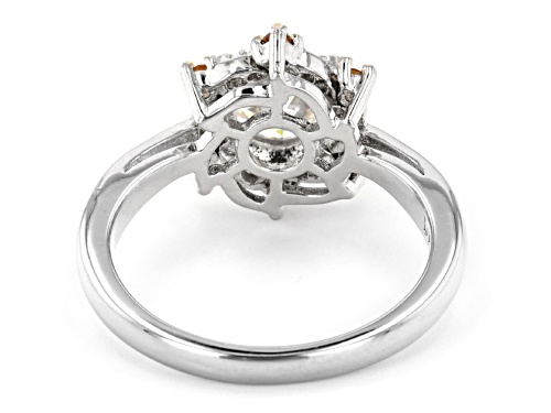 1.10ct Strontium Titanate and White Zircon with Citrine Rhodium Over Silver Ring - Size 7