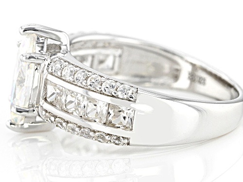 1.25ct Marquise Cut Strontium Titanate & White Zircon Rhodium Over Silver Ring - Size 7