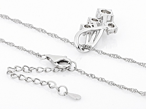 2.15ctw Round Strontium Titanate Rhodium Over Sterling Silver Pendant & Chain