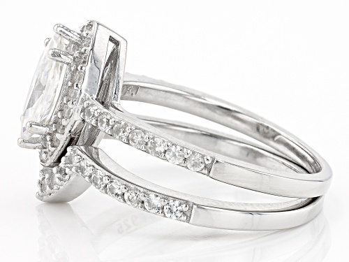 .80ct Marquise Strontium & White Zircon Rhodium Over Sterling Silver Ring with Band - Size 9