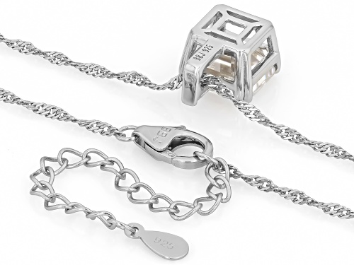 6.25ct Asscher Cut Strontium Titanate & White Zircon Rhodium Over Silver Pendant With Chain