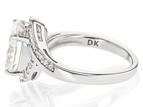 4.25ct Oval Strontium Titanate & White Zircon Rhodium Over Silver Ring - Size 6