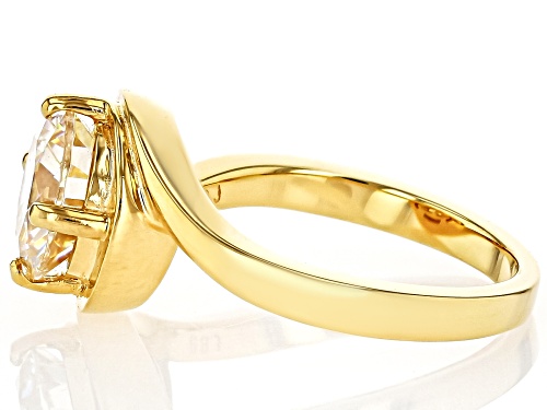 2.85ct Round Strontium Titanate 18K Yellow Gold Over Silver Ring - Size 8