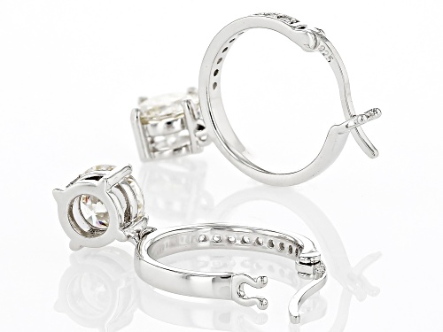 2.70ctw Round Strontium Titanate & White Zircon Rhodium Over Silver Earrings