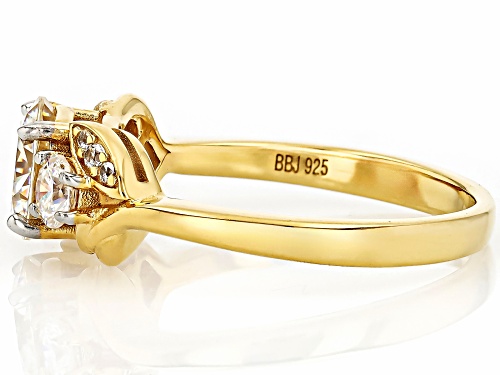 2.23CTW ROUND STRONTIUM TITANATE & ZIRCON 18K YELLOW GOLD OVER SILVER RING - Size 9