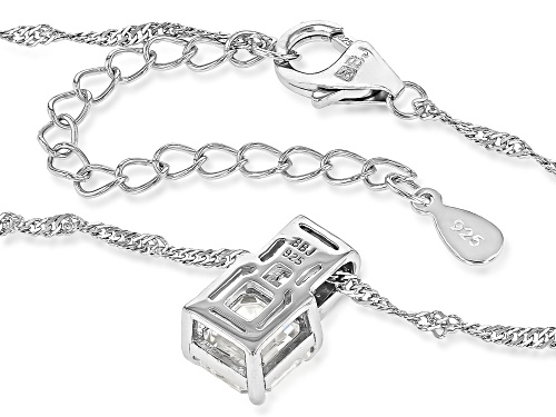 2.40CT STRONTIUM TITANATE & 0.14CTW WHITE ZIRCON RHODIUM OVER SILVER PENDANT & CHAIN
