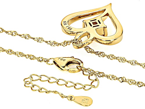 1.40CT ASSCHER STRONTIUM TITANATE 18K YELLOW GOLD OVER SILVER HEART PENDANT & CHAIN