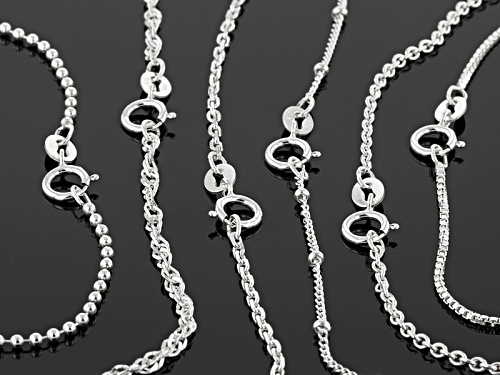 Sterling Silver Multi-Link 20 Inch Set Of Six Chain Necklaces - Size 20