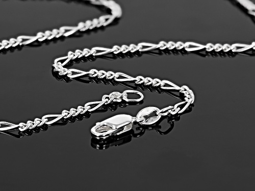 Sterling Silver 1.8mm Diamond Cut Figaro Link Chain Necklace 18 Inch - Size 18
