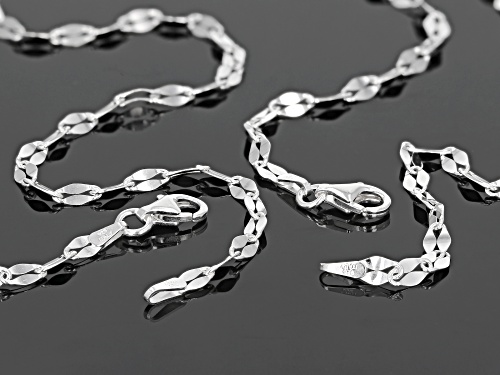 Sterling Silver Designer Flat Cable Chain Necklace Set 20 inch and 24 inch