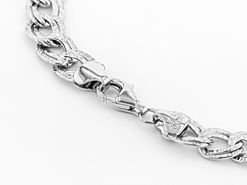 Sterling Silver Graduated Textured Bold Curb Design Necklace 18 Inch - Size 18