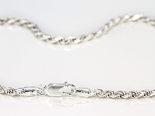 Sterling Silver 2.5MM Polished Rope Chain Necklace 18 Inch - Size 18