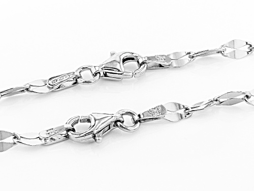 Sterling Silver 3.3MM Oval Rolo Hammered Necklace Chain Set Of Two 18 & 20 Inch