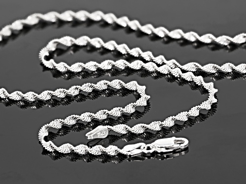 Sterling Silver 2MM Polished Spiral Herringbone Chain Necklace 18 Inch - Size 18