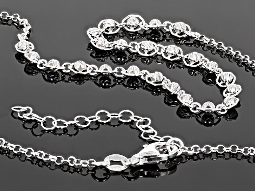 Sterling Silver Bead Necklace 16 Inch With 2 Inch Extender - Size 16