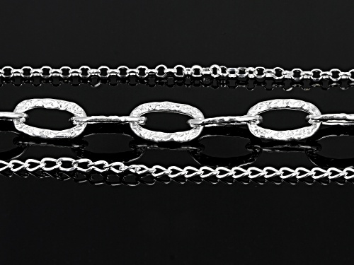 Sterling Silver Multi Chain Toggle Bracelet 7.5 Inch - Size 7.5