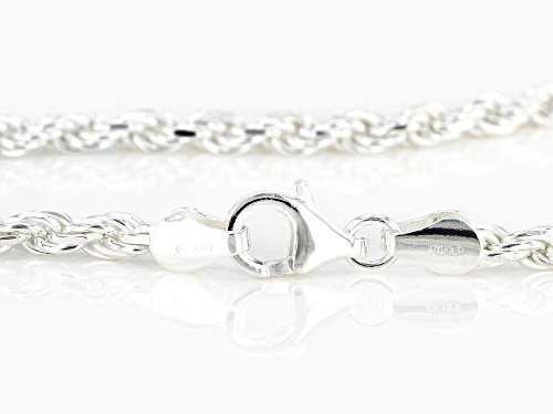 Sterling Silver Diamond Cut Rope Chain Bracelet - Size 7.25