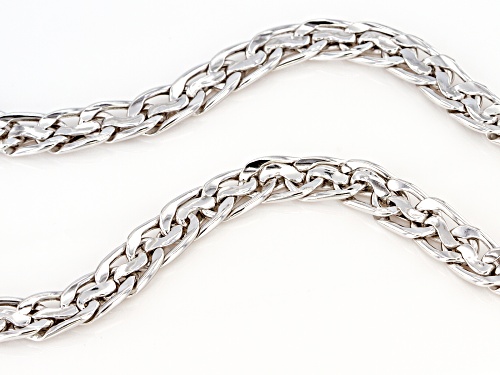 Polished & Hammered Designer Curb Link Sterling Silver Necklace 18 Inch - Size 18