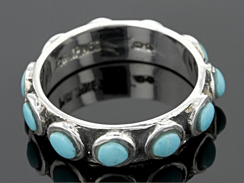 Southwest Style By Jtv™ 3mm Round Cabochon Kingman Turquoise Sterling Silver Eternity Band - Size 8
