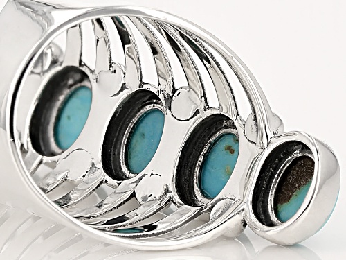 Southwest Style By Jtv™ 8x6mm Oval Morenci Turquoise Sterling Silver Five Stone Ring - Size 6