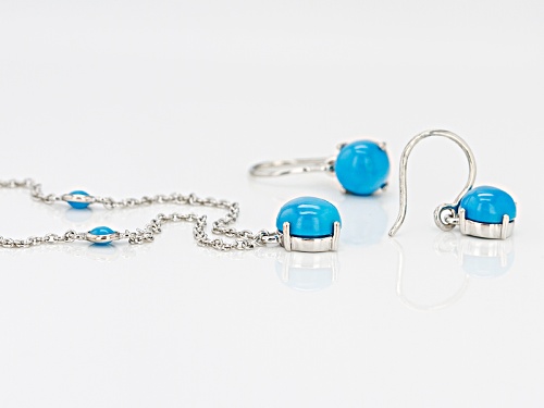 Southwest Style By Jtv™ Sleeping Beauty Turquoise Rhodium Over Silver Necklace & Dangle Earring Set