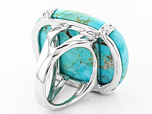 Southwest Style By Jtv™ 30x22mm Rectangular Cushion Turquoise Sterling Silver Solitaire Ring - Size 5