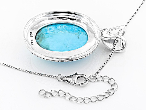 Southwest Style By Jtv™ 25x18mm Oval Turquoise Sterling Silver Pendant With Chain