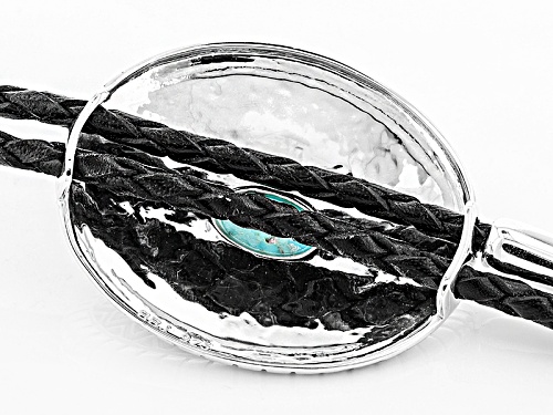 Southwest Style By Jtv™ 12x8mm Oval Turquoise Sterling Silver And Genuine Leather Bolo Necklace - Size 30