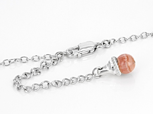 Southwest Style By Jtv™ 4mm And 6mm Round Rhodochrosite Bead Lariat Look Silver Necklace - Size 25