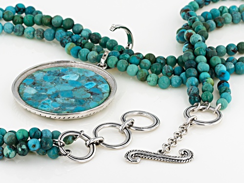 Southwest Style By Jtv™ Turquoise Bead 3-Strand Silver Necklace With Turquoise Silver Enhancer - Size 18