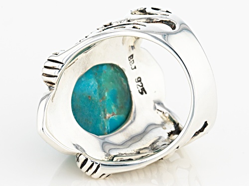 Southwest Style By Jtv™ 18x13mm Oval Turquoise Cabochon Solitaire Sterling Silver Ring - Size 5