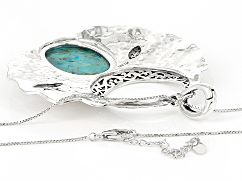 Southwest Style By Jtv™ 32x22.30mm Oval Turquoise Solitaire Sterling Silver Enhancer With Chain