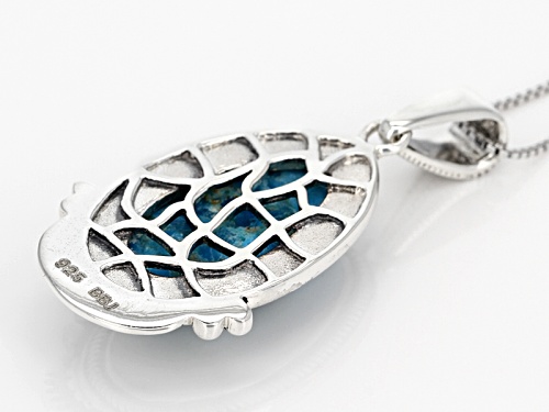 Southwest Style By Jtv™ 21x12mm Pear Shape Cabochon Turquoise Sterling Silver Pendant With Chain