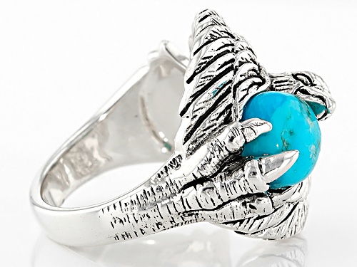 Southwest Style By Jtv™ 7mm Round Blue Turquoise Sterling Silver Eagle Ring - Size 5