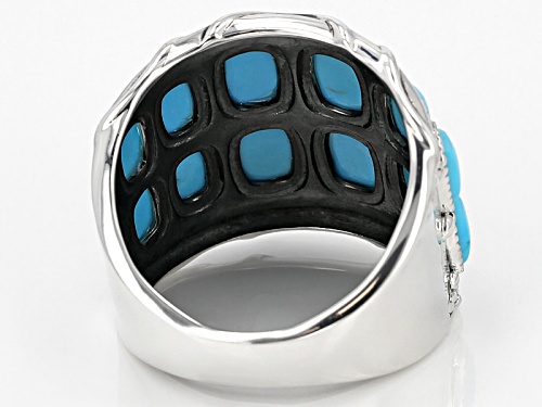 Southwest Style By Jtv™ 6x4mm And 5x3mm Cushion Sleeping Beauty Turquoise Silver Band Ring - Size 6