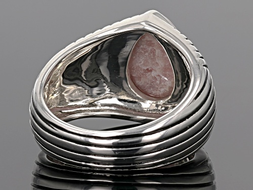 Southwest Style by JTV™ 12x8mm pear shape cabochon rhodochrosite sterling silver solitaire ring - Size 7