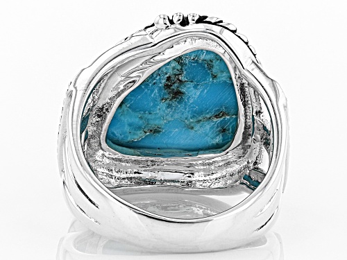 Southwest Style by JTV™ 16x12mm  free-form cabochon turquoise sterling silver solitaire ring - Size 6