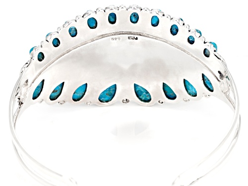 Southwest Style by JTV™ pear shape, oval and round turquoise sterling silver floral cuff bracelet