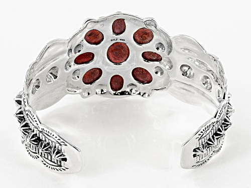 Southwest Style by JTV™ oval cabochon red Indonesian coral sterling silver cuff bracelet