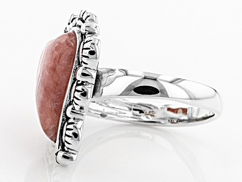 Southwest Style by JTV™ 15x13mm heart shape cabochon rhodochrosite solitaire sterling silver ring - Size 5