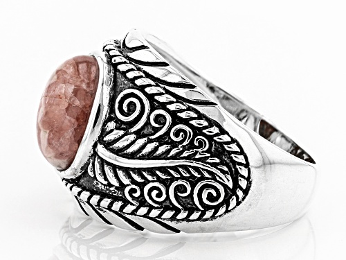 Southwest Style by JTV™ 10x8mm oval cabochon rhodochrosite solitaire sterling silver ring - Size 7