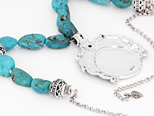 Southwest Style by JTV™ free-form and round turquoise sterling silver coin necklace - Size 18